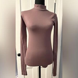 Free People Intimately Long Sleeve Mock Turtleneck, Mauve M/L